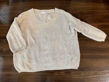 PLST 베이지 V넥 니트 M