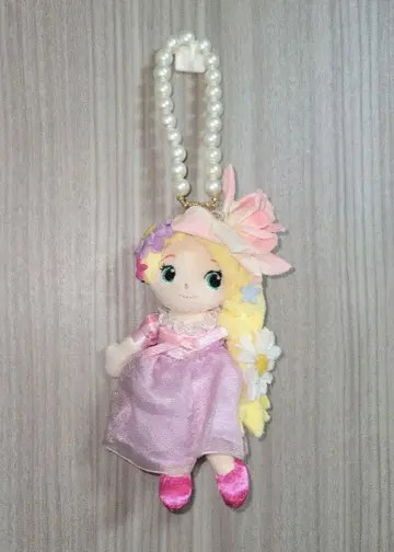 레어 디즈니 스토어 라푼젤 봉제 인형 키링 마스코트 꽃