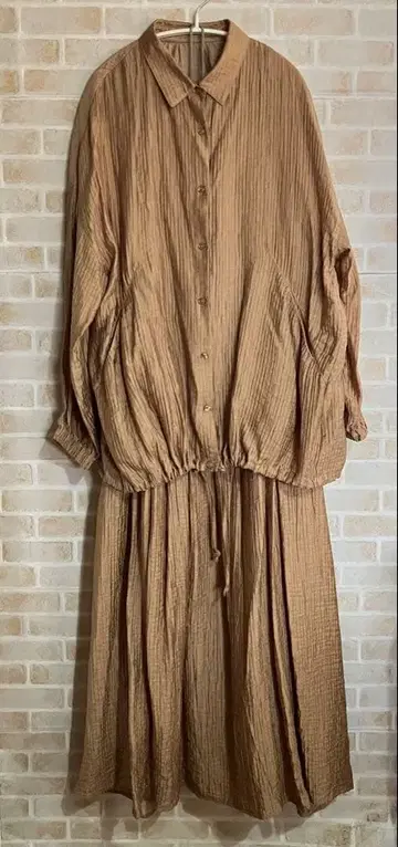 스타일 델리 세로 주름 직조 셋업 블라우스 스커트