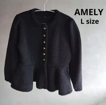 AMELY 라지엠 자켓 페플럼 보아 아우터 여성용 블랙