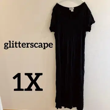 glitterscape [ 1X ] 블랙 롱 원피스 반팔 블랙 심플