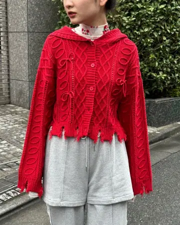 리본 가디건 POPPY 아사기니뇨