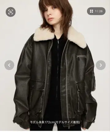 SLY 스라이 VINTAGE F/LEATHER S/블루종 BLK