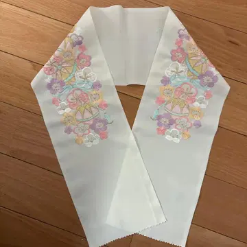 장식용 깃 반 후리소데 성인식 자수 아이보리 옅은 핑크 보라색 하늘색