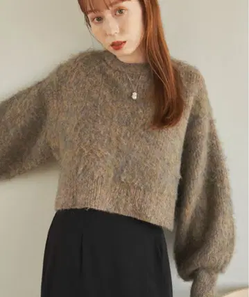 hinari 샤기 믹스 니트 베이지