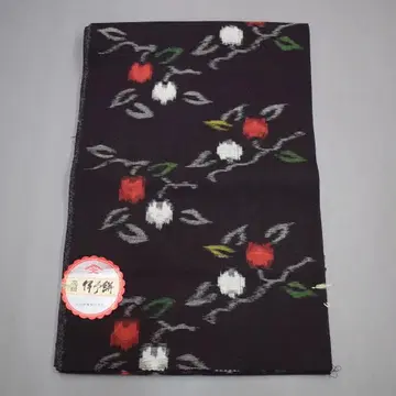 M02-9 새상품 보관품 이요가스리 면카스리 착척 옷감 블랙 가지꽃