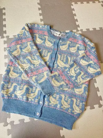 [ 빈티지 ] Silvercord 오리 패턴 니트 가디건 L 구제 의류