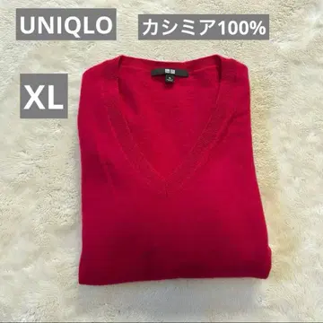 [ 새상품급 ] 유니클로 캐시미어 100% V넥 보르도 레드 XL