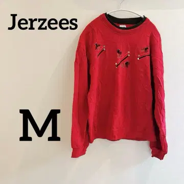 Jerzees [ M ] 빨간색 트레이닝복 저지 스타일 구제 의류 상의