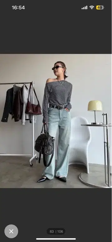 SHAGGIE 오로라 큐빅 장식 빈티지 루즈 데님 팬츠