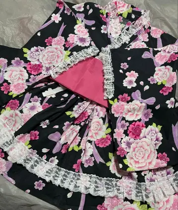 유카타 드레스 (꽃무늬 라메 믹스) 지뢰, y2k, 히메 갸루 [459[