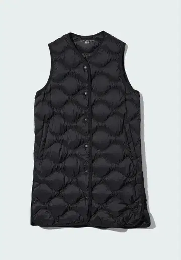 유니클로 울트라 라이트 롱 다운 베스트 M 블랙