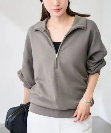 FRAMeWORK 그레이 하프 지퍼 맨투맨 트레이닝복