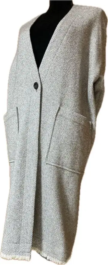 [운디치노베] 헤링본 무늬 그레이 롱 코트 38