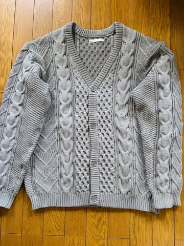 ikka 케이블 짜임 V넥 가디건 XL