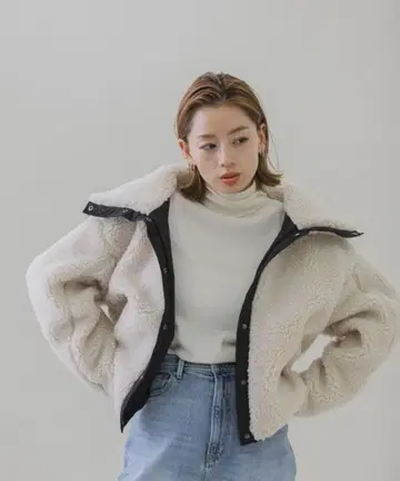 Sonny Label 스탠드 카라 리버서블 블루종