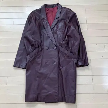 11.13 가죽 코트 체스터 코트 퍼플 F 빈티지 구제 의류