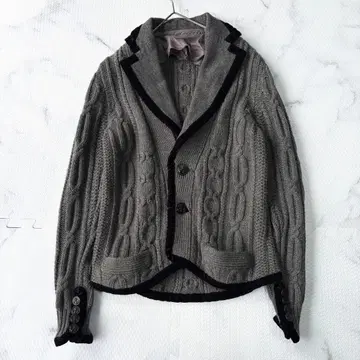새상품급 sacai 사카이 파이핑 케이블 니트 자켓 그레이 M