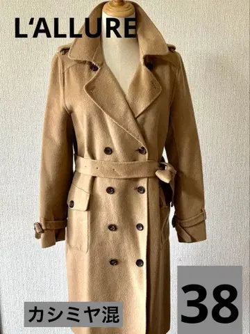 L ALLURE 라르 카멜 더블 블레스 캐시미어 혼방 38
