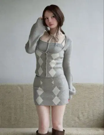 Argyle ribbon knit set up andmary