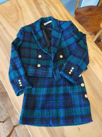 ZARA 트위드 테일러드 자켓 & 스커트 셋업 XS 완판