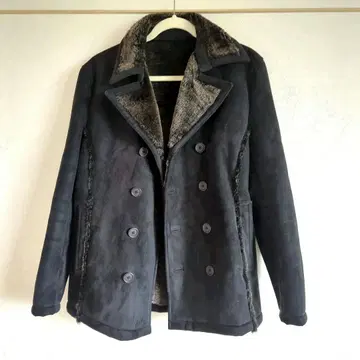 남성용 더블 브레스트풍 자켓 블랙 LL 사이즈 탈부착 후드 부착