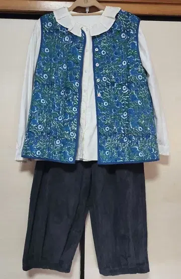 새상품급 도쿄 칸칸 인도산 블록 프린트 퀼트 베스트 베스트