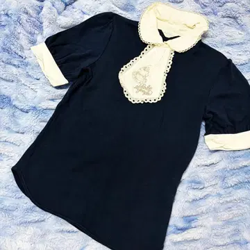 Shirley temple 케이크 자수 리본 타이 포함 상의