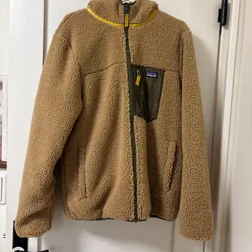 파타고니아 레이디 프레디 후디 XXL 베이지 x 카키 리버서블 보아