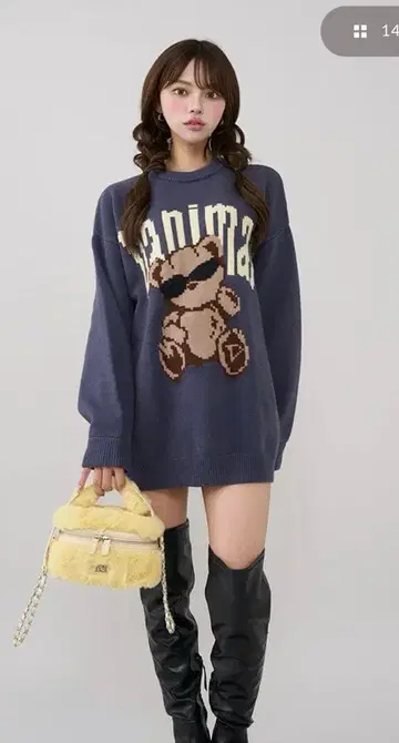 Danimal 베어 니트 풀오버 블루 다리치 Darich 곰