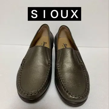 SIOUX 천연 가죽 메탈릭 브라운 슬립온 새상품급 24cm