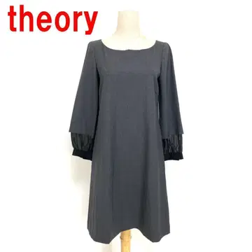 A5223 띠어리 무릎 기장 원피스 울 7부 소매 차콜 그레이 2