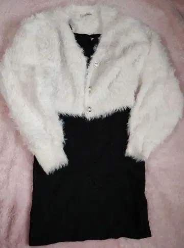 니트 원피스 셋업 모노톤 샤기 니트 복슬복슬 블랙