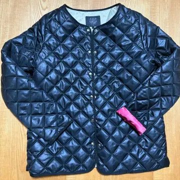 퀼팅 자켓 라이트 다운 블랙 핑크