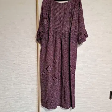 보라색 손으로 짠 롱 원피스