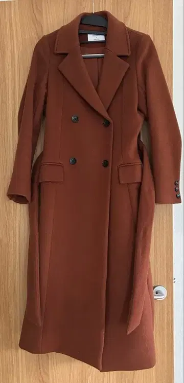 STUDIOUS 브라운 더블 브레스트 롱 코트