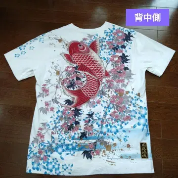 일본풍 패턴 잉어 벚꽃 T셔츠 [ USED ]