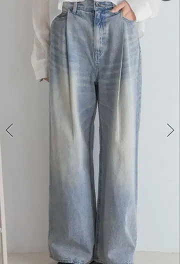 지나시스 컬러 턱 데님 와이드 팬츠 S 데님