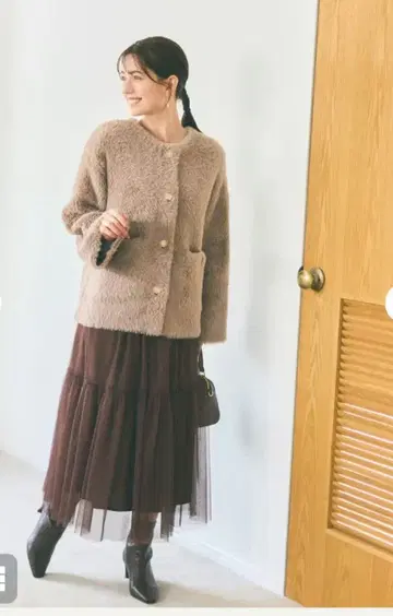 COHINA 더블 페이스 페더 코디건 그레이지