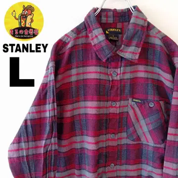 USA 구제 의류 STANLEY 플란넬 셔츠 L 그레이 레드 체크