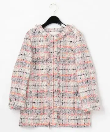 미사용 새상품 그레이스 콘티넨탈 트위드 프린지 롱 자켓 36