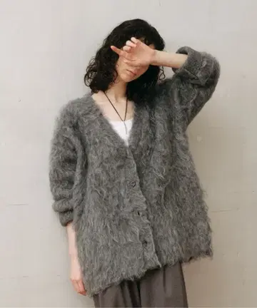 GALLARDAGALANTE NAVY 그레이 샤기 가디건