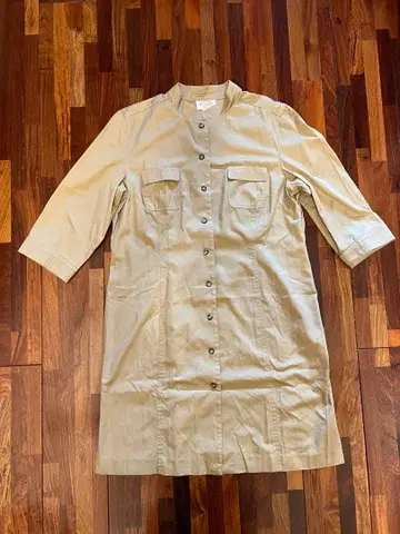 Talbots 베이지 7부 소매 셔츠 원피스 사이즈 12 (L 사이즈)