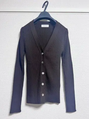 다크 브라운 리브 가디건 긴팔