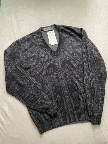 ETRO 울 100% 그레이 패턴 스웨터