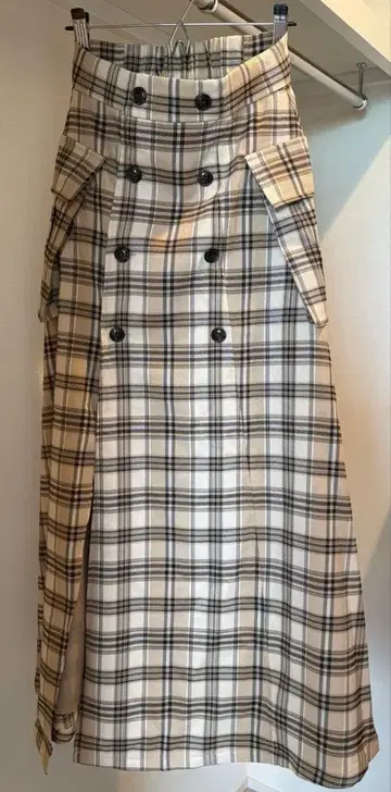 RANCLIC 체크 슬릿 트렌치 스커트