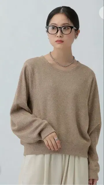 LEPSIM 숏 라메 리브 풀오버 브라운