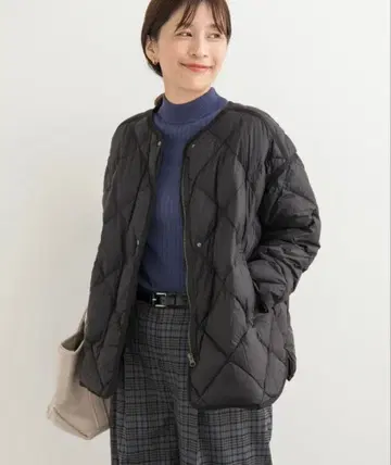 URBAN RESEARCH DOORS 라이트 다운 퀼트 숏 블루종