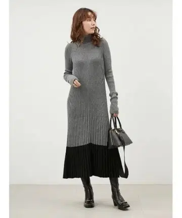 미라 오웬 터틀 리브 니트 원피스 S 사이즈