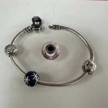 PANDORA 실버 별 패턴 비즈 팔찌 17cm